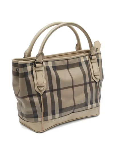 Pre-owned Burberry Check-pattern Tote Bag In Neutral