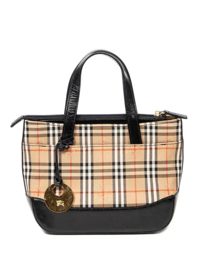 Pre-owned Burberry Check-pattern Tote Bag In Neutral