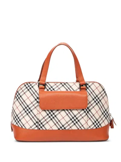 Pre-owned Burberry Check-pattern Tote Bag In Neutral
