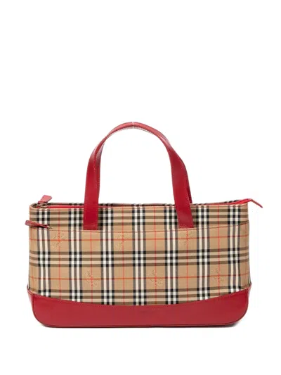 Pre-owned Burberry Check-pattern Tote Bag In Neutral