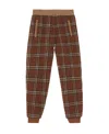 Burberry Trousers Featuring Elastic Waistband And Check Pattern In Brown