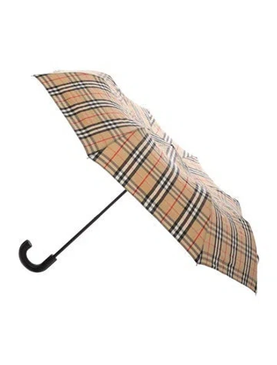 Pre-owned Burberry Check Pattern Umbrella In Neutral