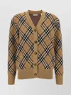 Burberry Check V-neck Cardigan In Wool And Mohair Blend