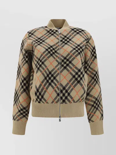 Burberry Check Pattern V-neck Cardigan Jacket In Multi