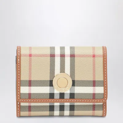 Burberry Check Pattern Wallet In Brown