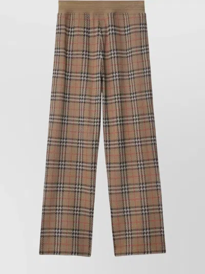 BURBERRY CHECK PATTERN WIDE LEG TROUSERS