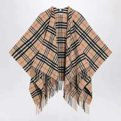 BURBERRY BURBERRY CHECK PATTERN WOOL AND CASHMERE CAPE