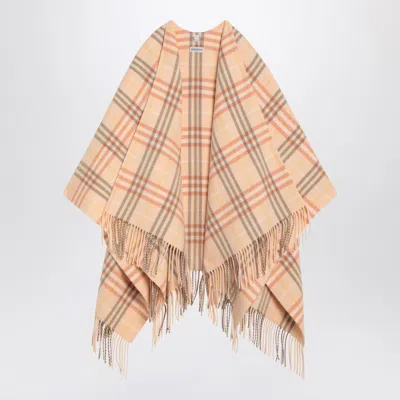 Burberry Check Pattern Wool And Cashmere Cape In Brown