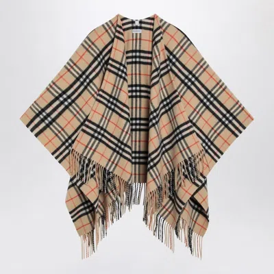 BURBERRY BURBERRY  CHECK PATTERN WOOL AND CASHMERE CAPE
