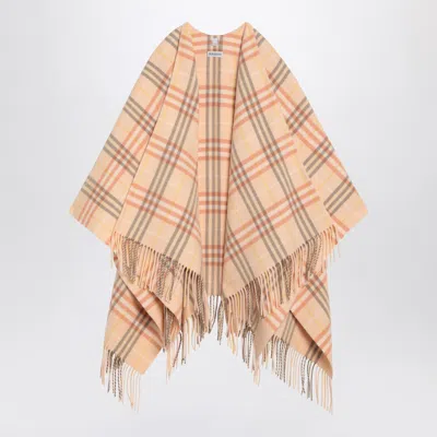 BURBERRY BURBERRY CHECK PATTERN WOOL AND CASHMERE CAPE WOMEN