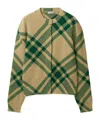 Burberry Check-pattern Wool-blend Cardigan In Green
