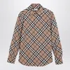 Burberry Check Pattern Wool Blend Shirt Women In Brown