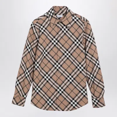 BURBERRY BURBERRY CHECK PATTERN WOOL BLEND SHIRT