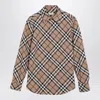 Burberry Check Pattern Wool Blend Shirt In Brown