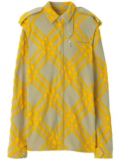 Burberry Women Shirt With Check Pattern In Yellow