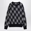 Burberry Check-pattern Wool Blend Sweater Men In Black