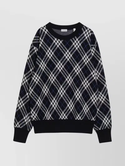 BURBERRY CHECK PATTERN WOOL BLEND SWEATER