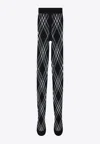 Burberry Check Pattern Wool-blend Tights In Black