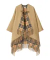 Burberry Check Wool Cape In Nude