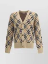 Burberry Check Pattern Wool Cardigan In Multi