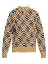 Burberry Check-pattern Wool Crew Neck Sweater Clothing In Multi