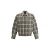 Burberry Men Check Pattern Wool Harrington Jacket