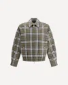 Burberry Men Check Pattern Wool Harrington Jacket In Green