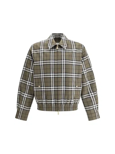 BURBERRY CHECK PATTERN WOOL HARRINGTON JACKET