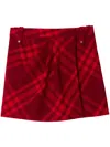 Burberry Check-pattern Wool Miniskirt In Red