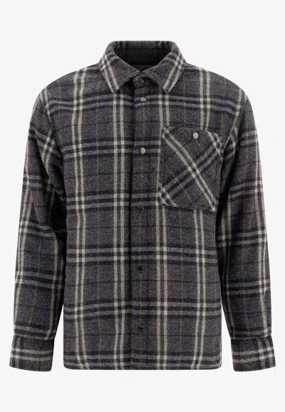 BURBERRY CHECK-PATTERN WOOL OVERSHIRT