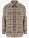 Burberry Check Pattern Wool Shirt In Beige
