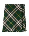 Burberry Check-pattern Wool Skirt In Green