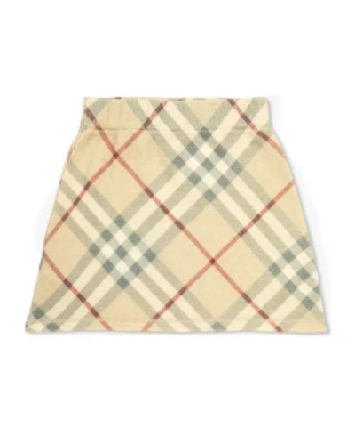 Burberry Check-pattern Wool Skirt In Nude