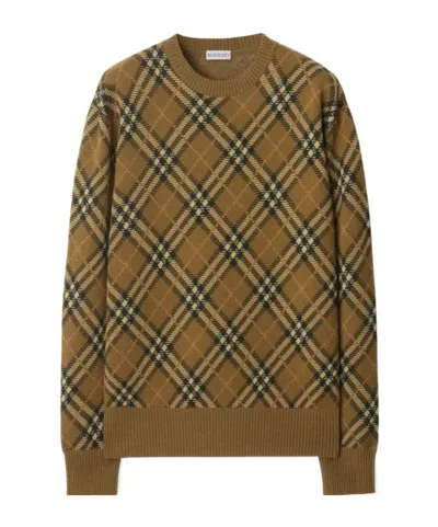 BURBERRY BURBERRY CHECKED KNITTED CREWNECK JUMPER
