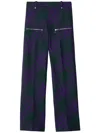 Burberry Check-pattern Wool Trousers In Purple