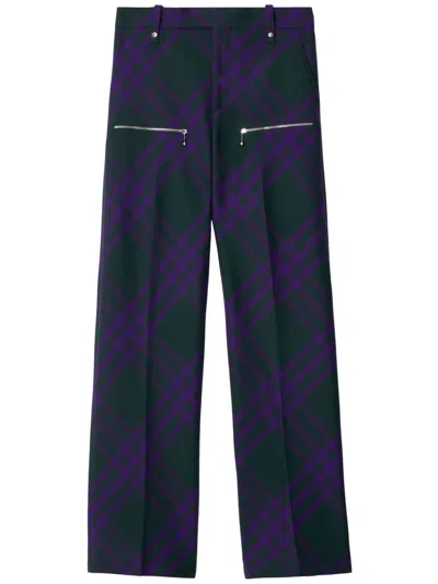Burberry Check-pattern Wool Trousers In Deep Royal Check
