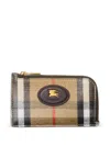 Burberry Check-pattern Zip Leather Card Holder In Neutral