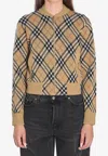 Burberry Cropped Check Knit Sweater With Ribbed Details In Multi