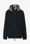 Burberry Samuel Sweatshirt With Check Hood In Black