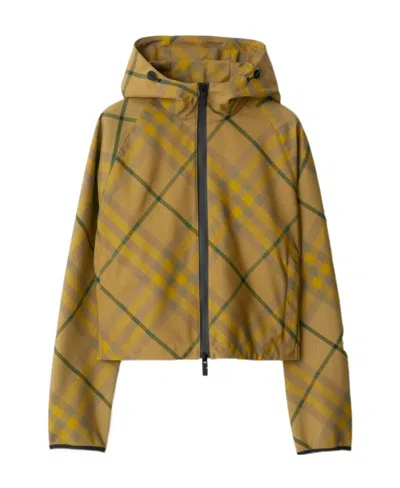 BURBERRY BURBERRY CHECK-PATTERN ZIP-UP HOODED JACKET