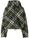 Burberry Check Zip-up Cropped Jacket In Green