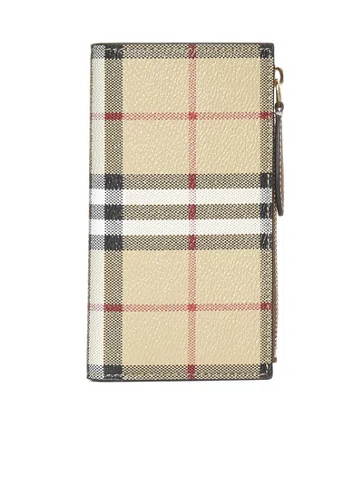 Burberry Check Pattern Zip-up Wallet In Neutral