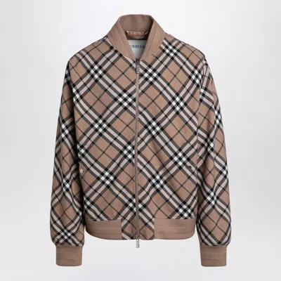 BURBERRY CHECK PATTERN ZIPPED CARDIGAN