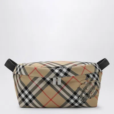 Burberry Check Patterned Beige Waist Bag In Cream