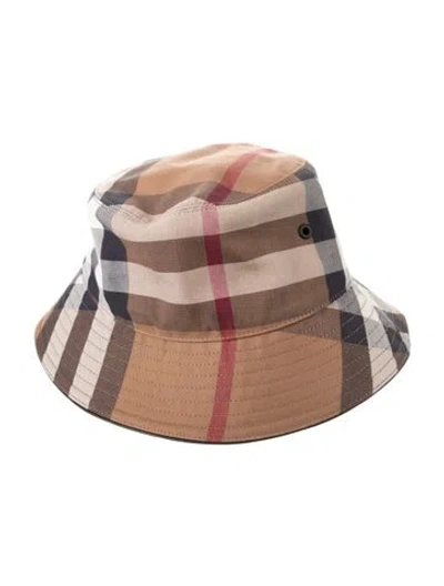 Pre-owned Burberry Check Patterned Bucket Hat In Neutrals