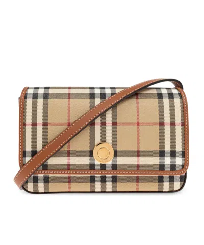 Burberry Check Patterned Hampshire Shoulder Bag In Brown