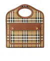 Burberry Woman Printed Canvas And Leather Mini Pocket Handbag In Brown