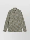 Burberry Check Patterned Shirt Cuffed Sleeves In Green