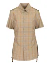 Burberry Check Patterned Shirt Shirts Beige