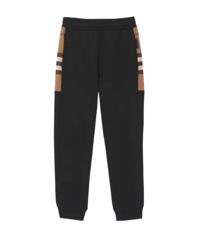 Burberry Stephan Vintage Check-detail Track Pants In Black